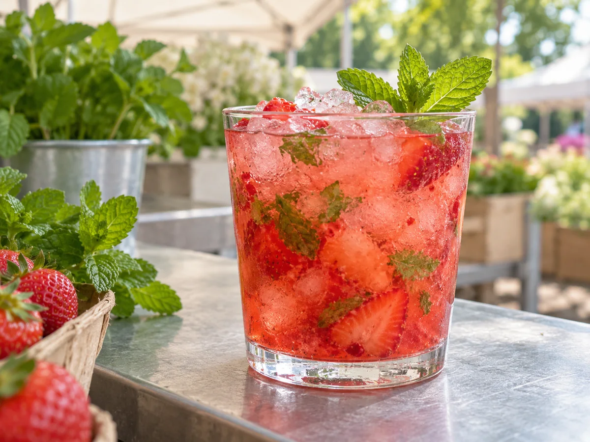 Erdbeer-Minze-Mocktail als Thai Streetfood