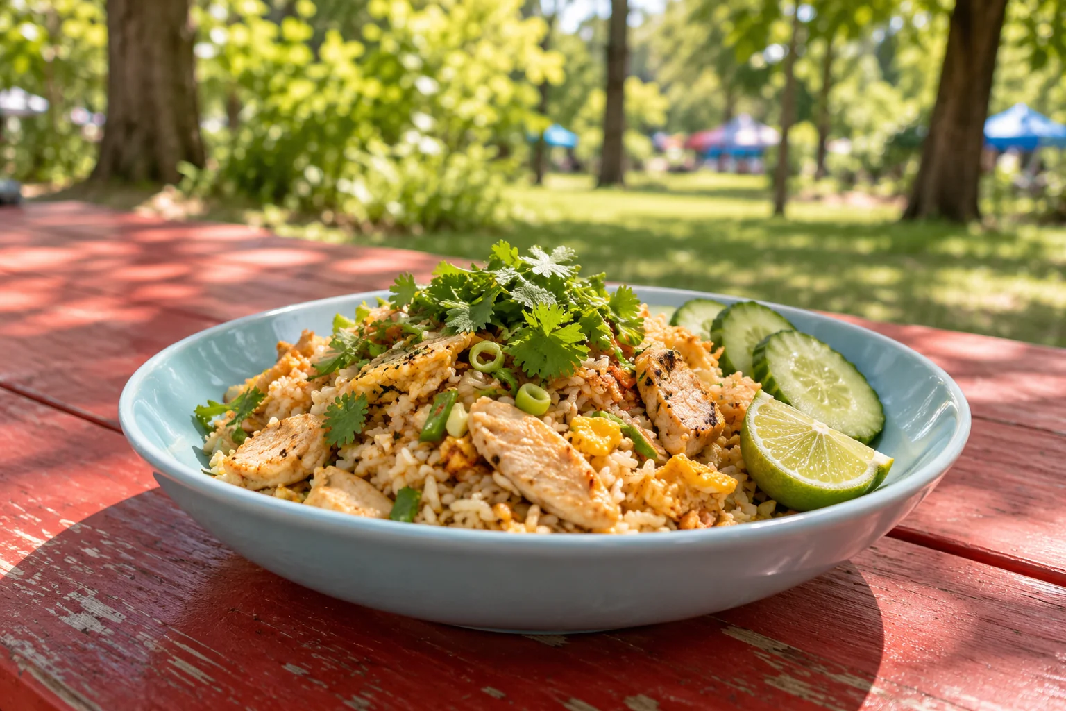 Khao Pad Kai auf einem sommerlichen Streetfood-Markt
