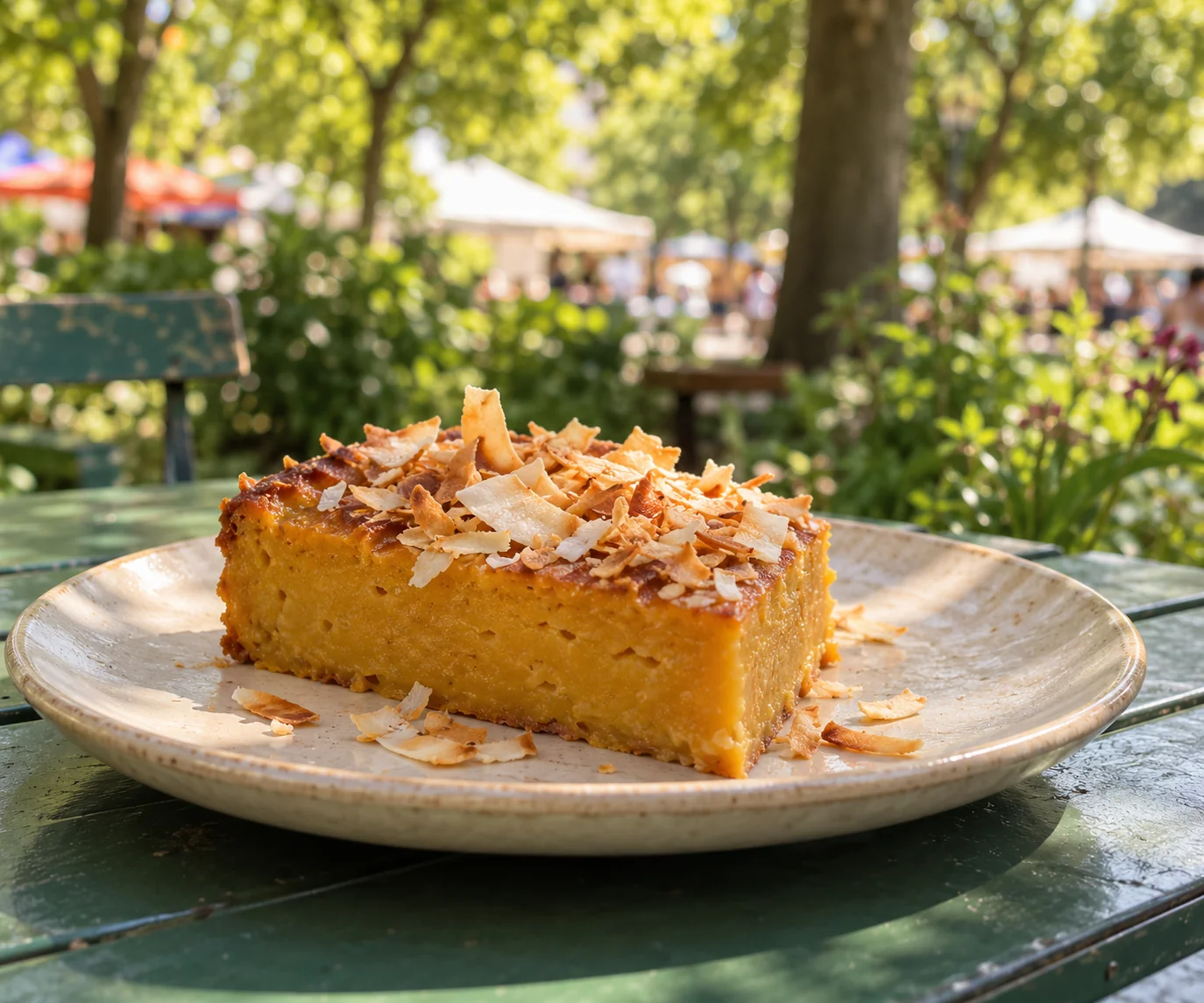 Kürbiskuchen auf einem sommerlichen Streetfood-Markt