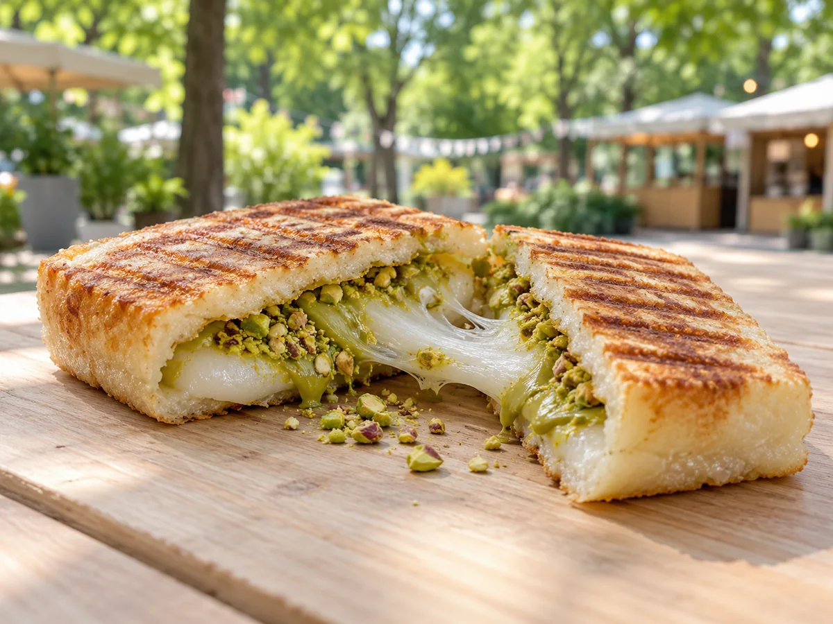 Mochi-Panini mit Pistaziencreme als Thai Streetfood