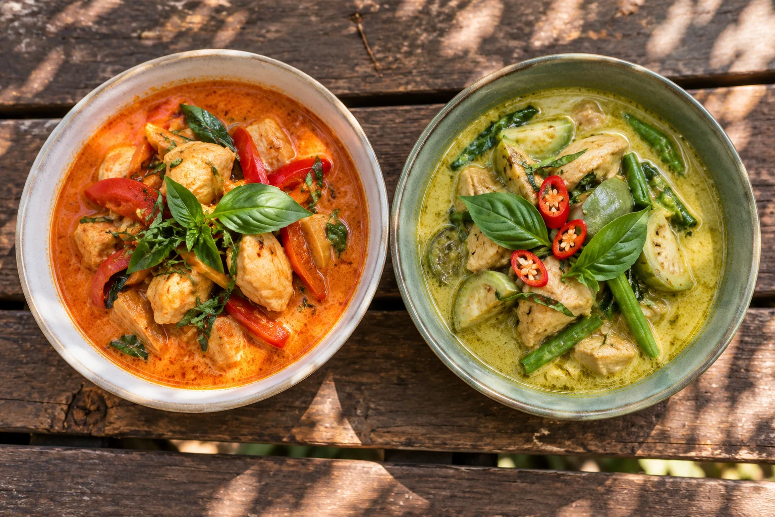 Red & Green Curry auf einem sommerlichen Streetfood-Markt